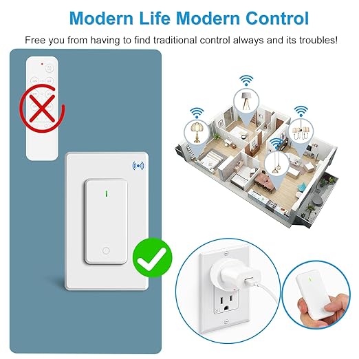 Wireless Wall Switch Remote Control Outlet, TUV List, No Wiring Needed - Image 2