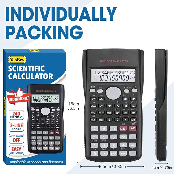 30 Pack Scientific Calculators, 2-Line Large Screen Display 240 Functions - Image 5