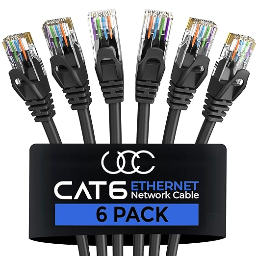 Cat 6 Ethernet Cable 10 Feet 6 Pack, Cat6 RJ45 Ethernet Patch Cables, by UltraClarityCables