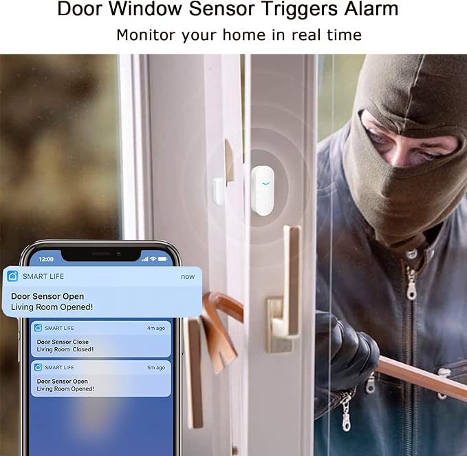 Tuya WiFi Door Sensor: Wireless Security Alarm, Compatible - Image 2