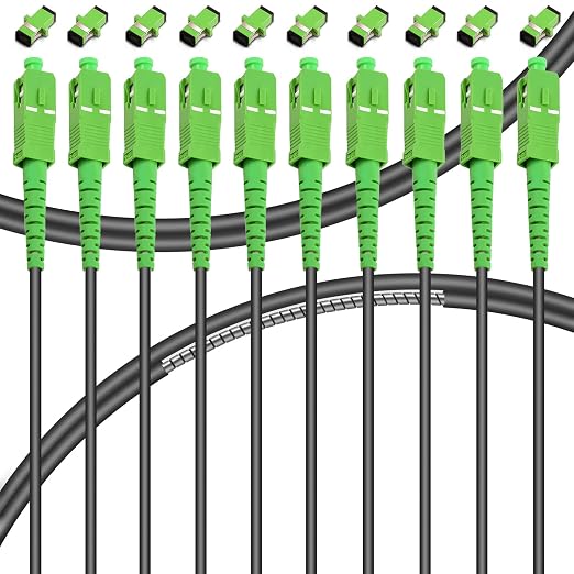 10-Pack - 20m SC/APC to SC/APC Fiber Optic Internet Cable, Armored Single Mode by Bangun