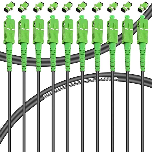10-Pack - 25m SC/APC to SC/APC Fiber Optic Internet Cable, Armored Single Mode by Bangun