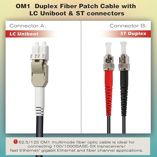 10ft / 3m Outdoor Armored OD-5mm OM1 LC to ST Fiber Cable, LC-ST Fiber Optic - Image 3