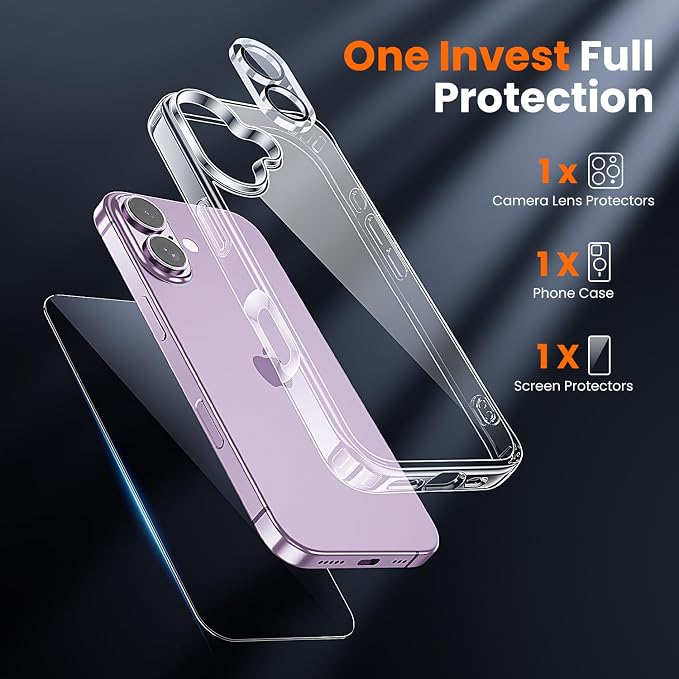 toushion 3 in 1 for iPhone Case Clear, Shockproof for iPhone 17, Transparent - Image 2