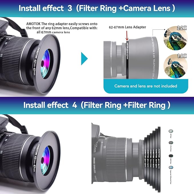 62mm Lens to 67mm Camera Lens Adapter, 62mm to 67mm Filter Step-up Ring Adapter - Image 7