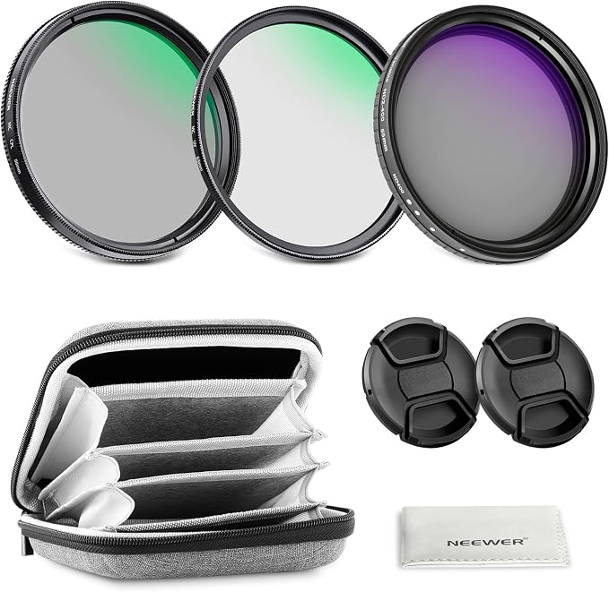 NEEWER 55mm Variable ND + CPL + UV Filter Kit by Neewer