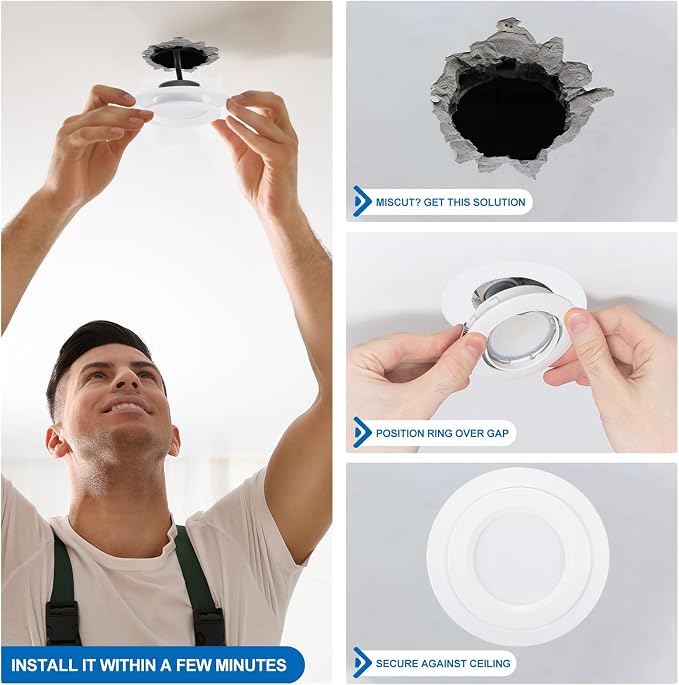 PATIKIL 5.9" ID 8.1" OD Plastic Trim Ring, Translucent Matte White - Image 4