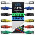 Cat6 Patch Cables 1.5 Feet, Cat 6 Ethernet Cable, 24AWG CCA Cord, UTP Network by ECJTU-US