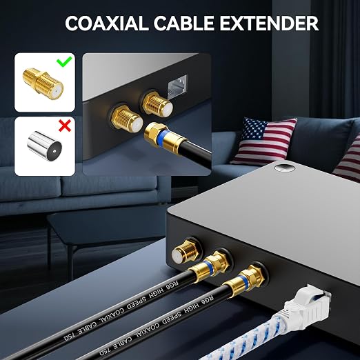 Coaxial Cable 1.5ft 5 Pack, RG6 Coax Cable Cord Extender - Image 4