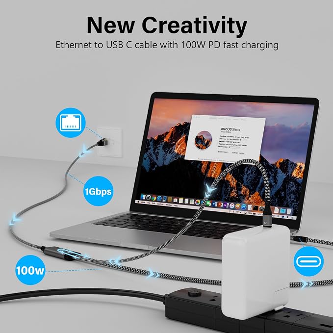 USB C to Ethernet Cable 6 FT, Type C to RJ45 Cord - Image 2