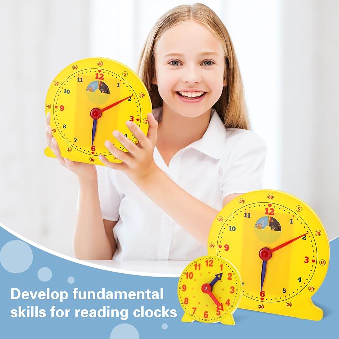 Lenwen 26 Pcs Classroom Clock Kit 24 Hours Learn to Tell Time Teaching Clock Toy - Image 5