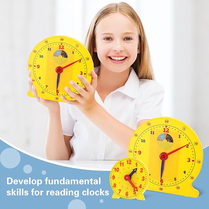 Lenwen 75 Pcs Classroom Clock Kit 24 Hours Learn to Tell Time Teaching Clock Toy - Image 5