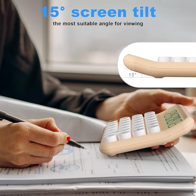 DECKLIT Mechanical Calculator 12 Digit, 5-Inch LCD Display, Battery Desk - Image 6