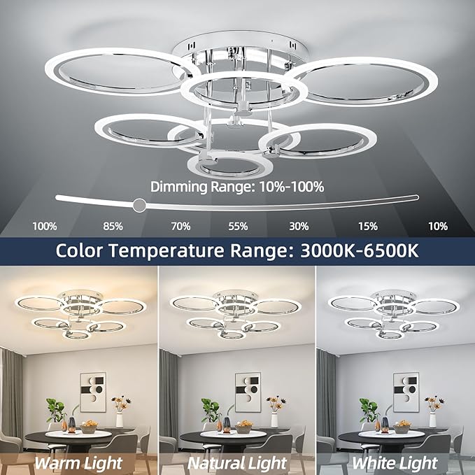 7-Ring Modern LED Flush Mount Ceiling Light - Image 2