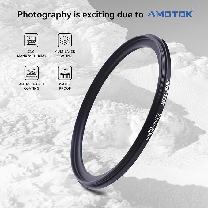 72mm Lens to 62mm Camera Lens Adapter, 72mm to 62mm Filter Step-Down Ring - Image 2