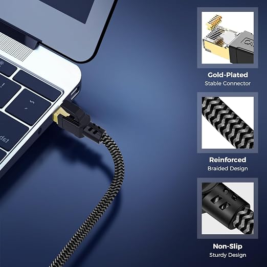 Cat 8 Ethernet Cable 95FT, High-Speed Braided Internet Cable Network Cord - Image 4