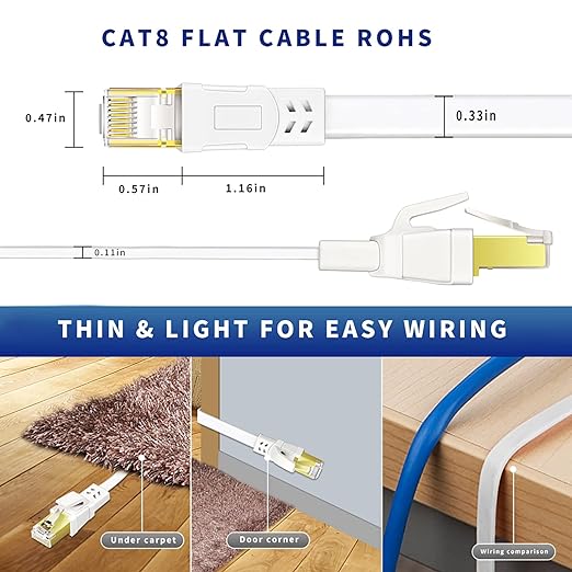 Cat 8 Ethernet Cable 15FT, High Speed Heavy Duty Cat8 Internet Ethernet Cable - Image 3