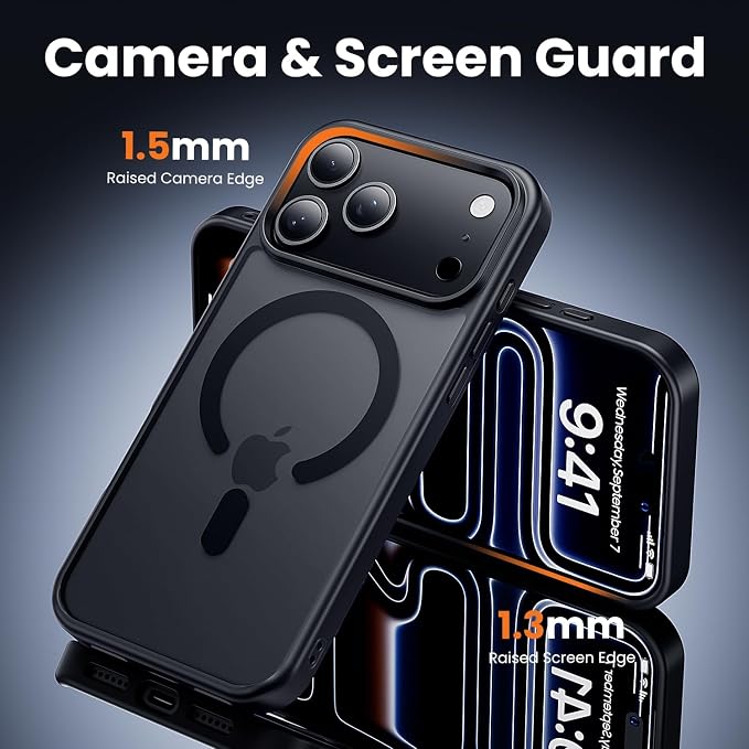 toushion 3 in 1 for iPhone 17 Pro Max Case Matte Black, Fits MagSafe, Screen - Image 5