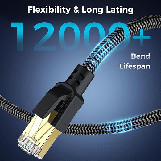 Cat 8 Ethernet Cable 150FT, High-Speed Braided Internet Cable Network Cord - Image 6