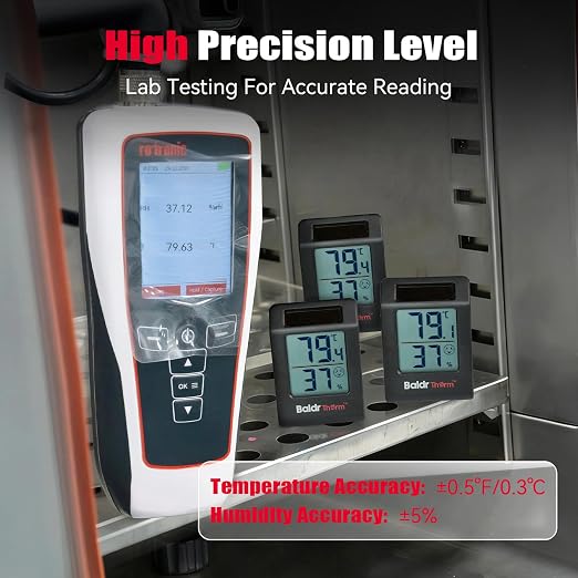 BaldrTherm Humidity Thermometer Meters, Solar-Powered Indoor Temperature Sensor - Image 3