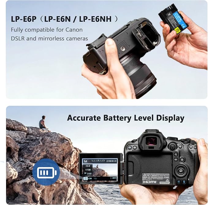 JYJZPB LP-E6P Battery, Upgraded 2300mAh Battery - Image 4