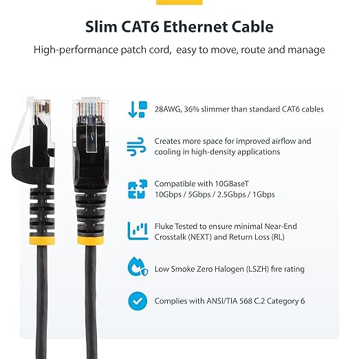 StarTech.com 50ft Gray Slim CAT6 Ethernet Cable, Snagless RJ45, 28AWG Pure Bare - Image 2