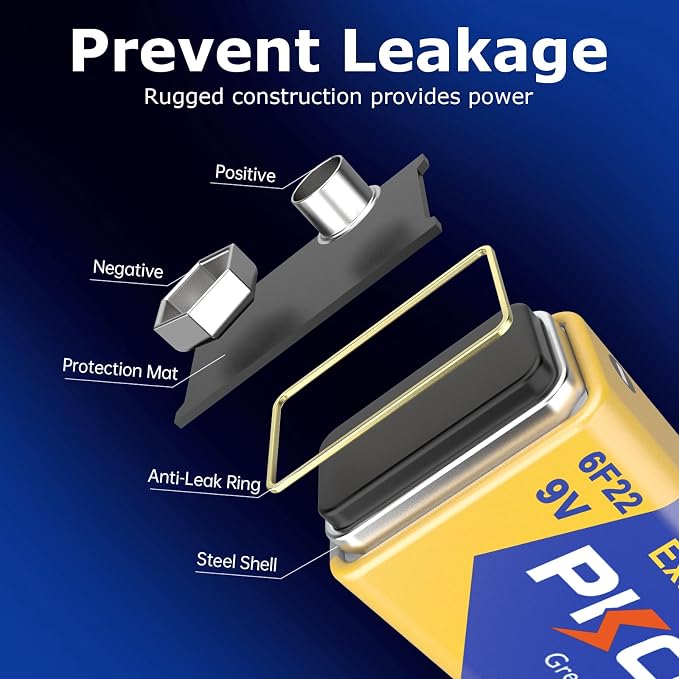 PKCELL 9V Batteries, 10 Pack 9 Volt Batteries Carbon Zinc, 9V Battery - Image 3