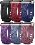 SNBLK 6 Pack Floral Engraved Bands Compatible by SNBLK