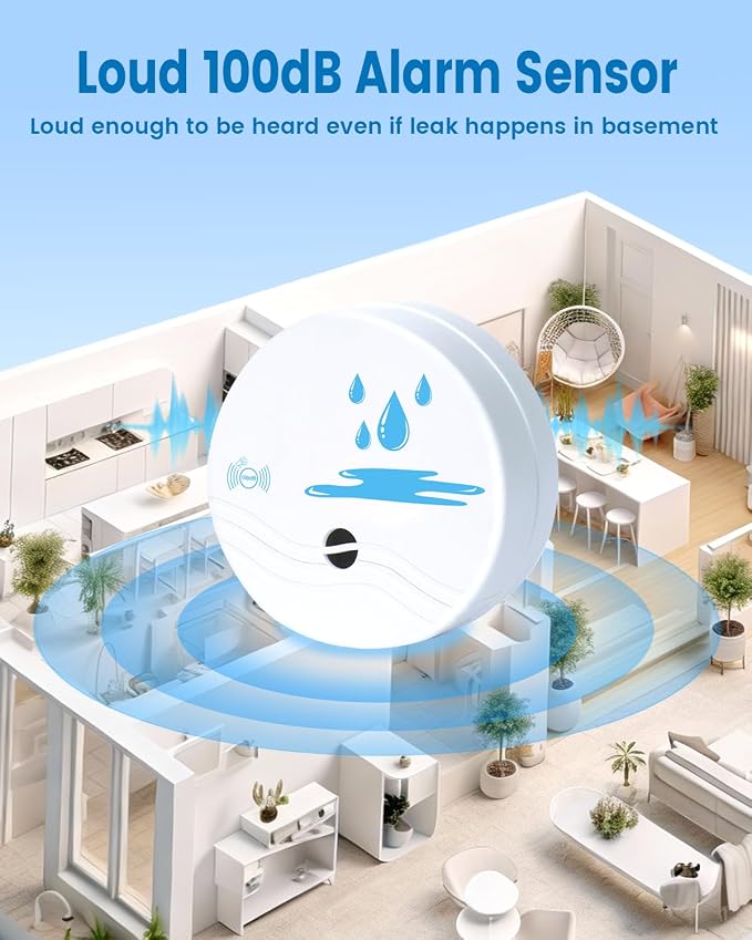 5 Pack Water Leak Detectors for Home, 100dB Waterproof Water Sensor Alarm Leak - Image 3