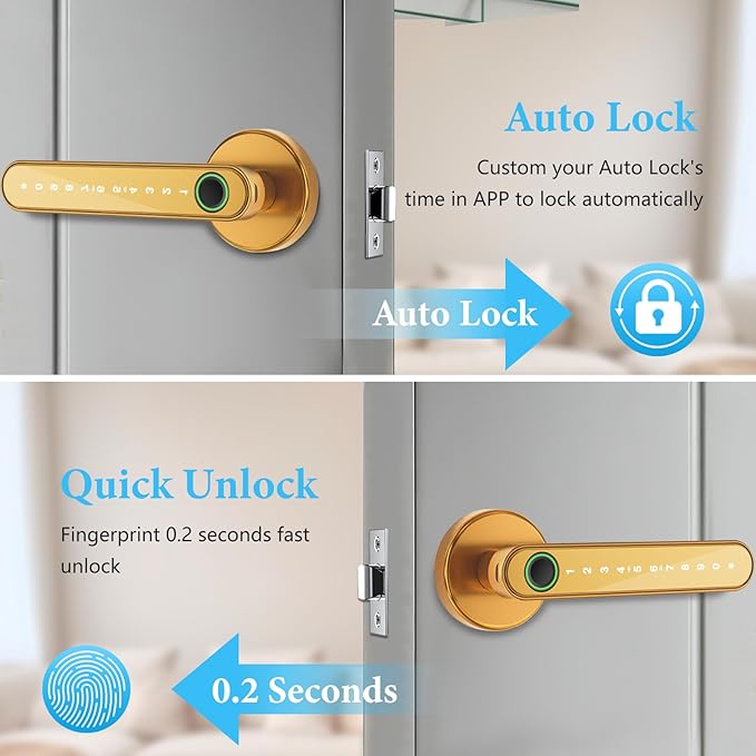 Smart Door Lock with Knob, Keyless Entry Door Locks with Handle, Fingerprint - Image 6