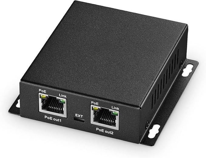 Binardat Gigabit PoE Extender Passthrough Switch, 1 in 2 Out, IEEE802.3af/at by Binardat