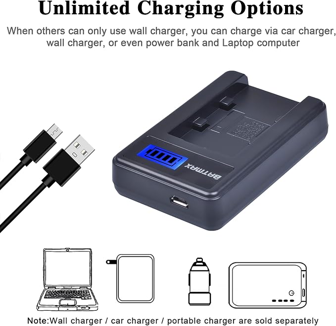 Batmax 2Packs NP-FH50 Battery + LCD USB Charger - Image 4