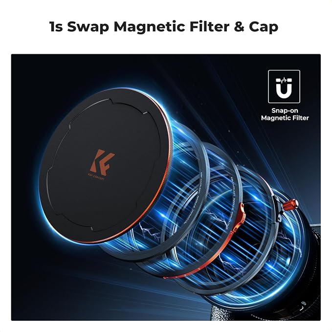 K&F CONCEPT 82mm Magnetic 1s Swap 5-Pack: CPL + VND2-32 + Black Diffusion 1/4 + - Image 3