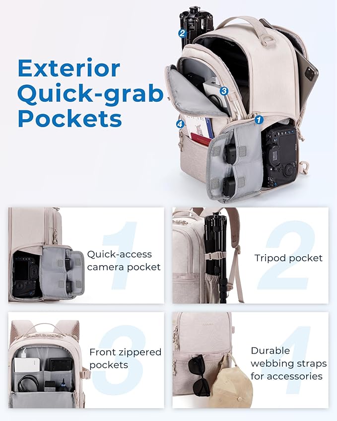 BAGSMART Camera Backpack, DSLR SLR Small Camera Bags - Image 4