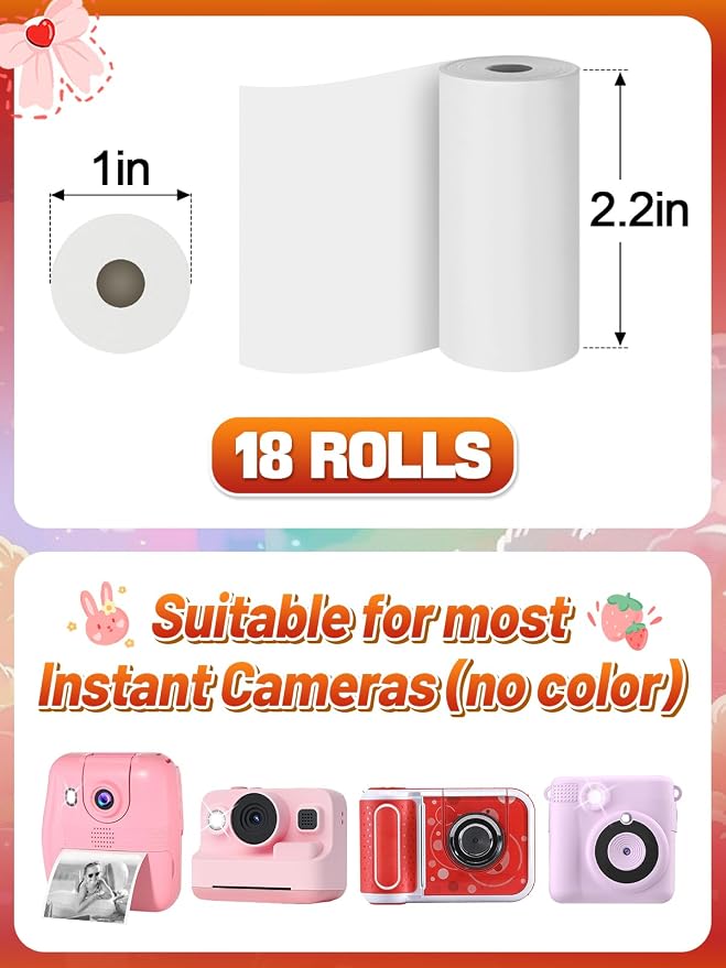 18 Rolls Kids Instant Camera Print Refill Paper - Image 5