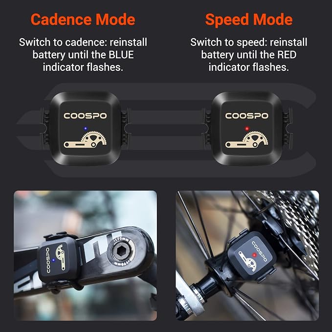 COOSPO Cadence & Speed Sensor for Cycling, Wireless Bluetooth & ANT+ Bike RPM - Image 3
