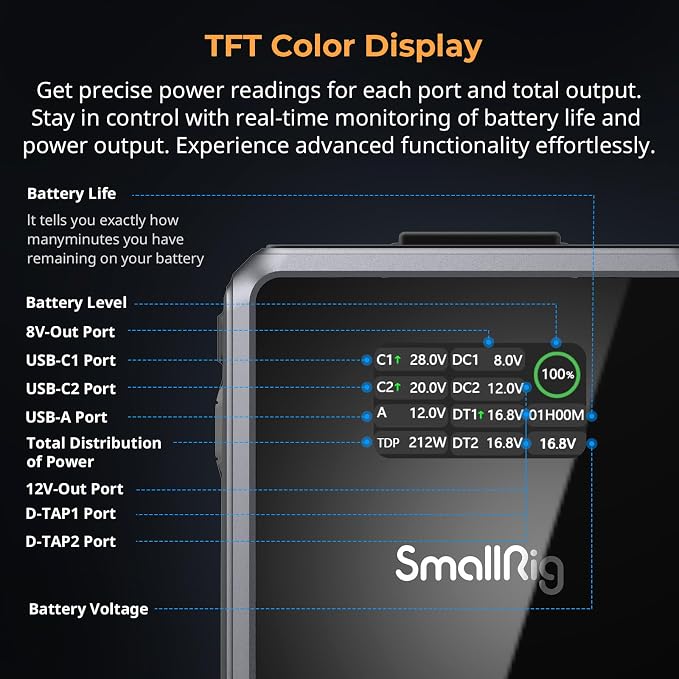 SMALLRIG V Mount Battery VB212, 212Wh / 14400mAh V Mount Battery - Image 7