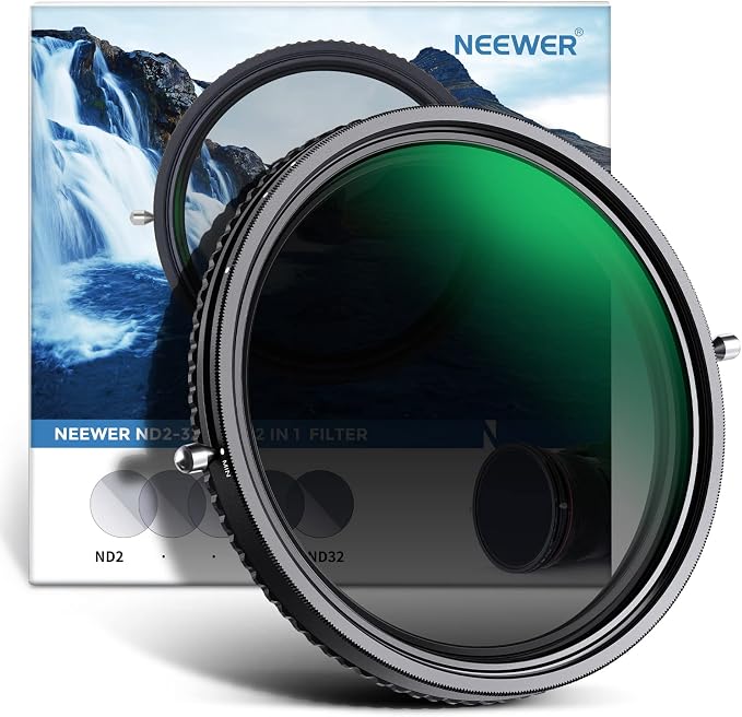 NEEWER 2 in 1 58mm Variable ND Filter ND2–ND32&CPL Filter No X Cross/30 Layer by Neewer