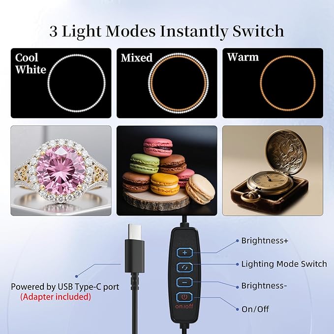 16x16x12 Photo Light Box with USB-C Cable, 18W Dimmable LED Photography Studio - Image 4
