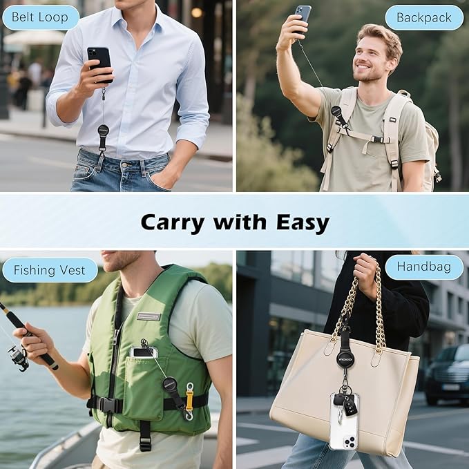 MoKo Anti-theft Phone Tether, Phone Lanyard & Keychain Retractable Steel Line - Image 7