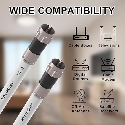 75ft RG6 Coaxial Cable White, 75 Ohm Coax Cable - Image 5