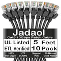 Jadaol Cat 6 Ethernet Cable 5 ft 10Pack, Outdoor&Indoor, 10Gbps Support Cat8/7 by Jadaol
