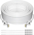 Adoreen Cat 6 Ethernet Cable 100 Ft-White, Outdoor & Indoor Snagless Long Round by Adoreen