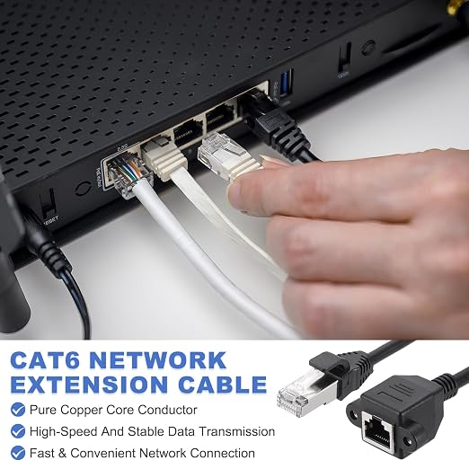 MECCANIXITY Cat5 Ethernet Extension Cable, 9.8Ft RJ45 Male to Female Screw - Image 3
