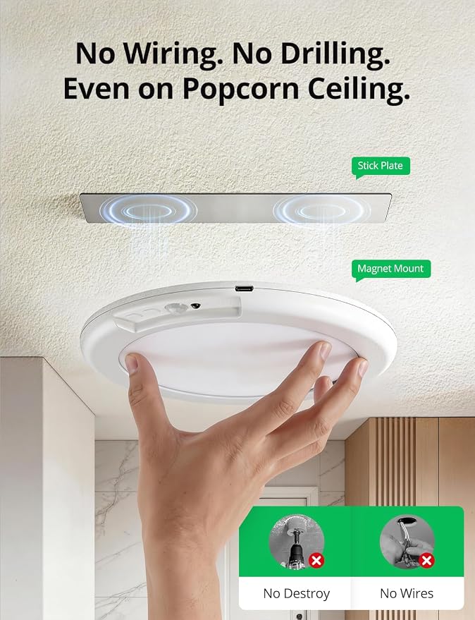 Bojim 4 Pack Rechargeable Motion Sensor Ceiling Light - Image 2