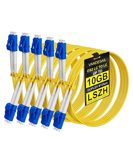 1FT LC to LC Single Mode Fiber Patch Cable, 5 Pack OS2 LC to LC Fiber Patch by VANDESAIL