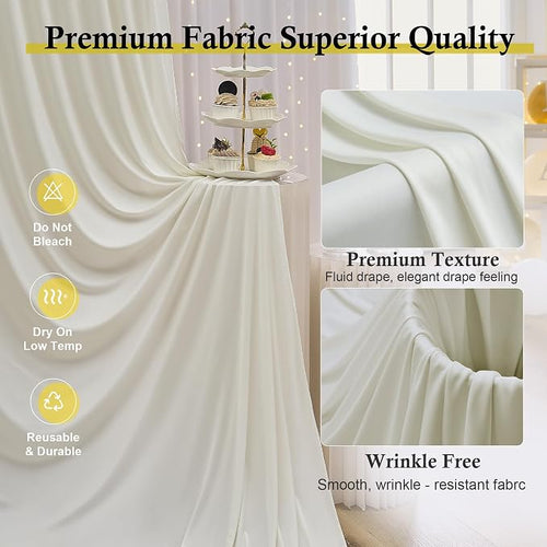 10ft x 15ft Ivory Backdrop Curtains - Image 2