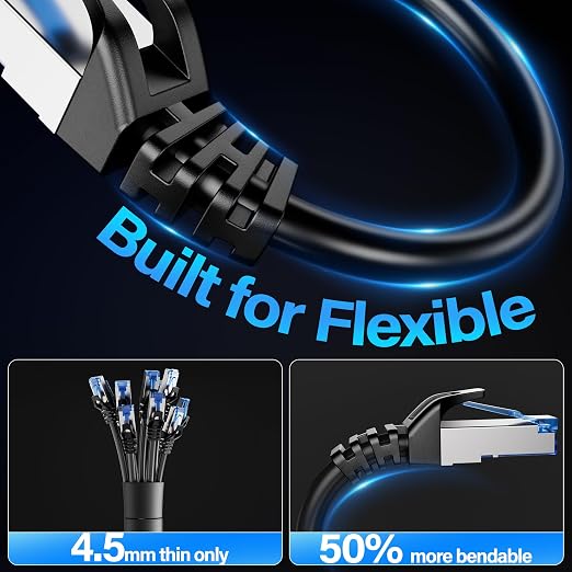 Cat6A Ethernet Cable Shielded 10Gbps 20 ft, Slim Shielded Ethernet Cable Cat 6 - Image 4