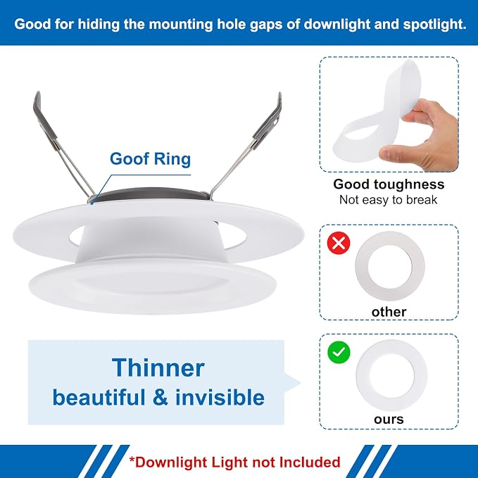 PATIKIL 4.3" ID 6.7" OD Plastic Trim Ring, Ceiling Light Goof Rings Matte - Image 3