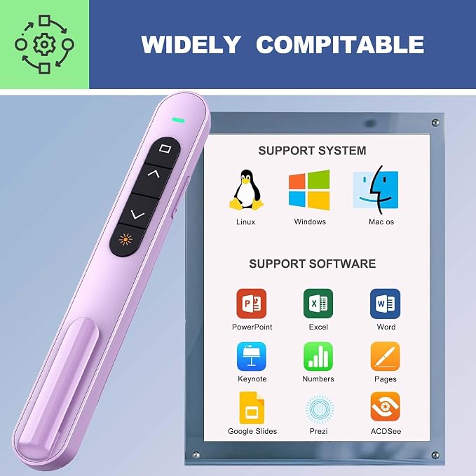 QUI Presentation Clicker with Volume Control, 2.4GHz USB Wireless Presenter - Image 6